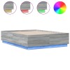 Cadru de pat cu LED, gri sonoma, 135x190 cm, lemn prelucrat