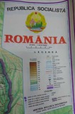 Harta Veche ROMANIA RSR 1m/80cm RSR Scoala Didactica Hartie Scara 1:800000