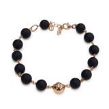 Cumpara ieftin Brățară Timeless din agat negru satinat, cu sfere de 8 mm