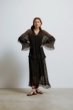 Answear Lab rochie din mătase culoarea negru, maxi, evazată