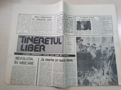 tineretul liber 13 ianuarie 1990-vesnica recunostinta celor care s-au jerfit foto