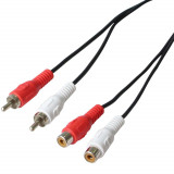 Poss Cablu Audio 2 x RCA M/F 1.2M Negru PSAUD06