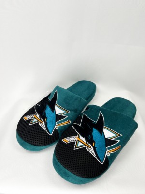 San Jose Sharks papuci de bărbați Team Logo Staycation Slipper - S = 39-41 EU foto