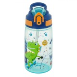 Sticlă Apă Copii, Pop Up Dinozaur, Mecanism Silicon, Capacitate 500ml, Albastru, Oem