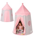 Cort Castel Pliabil pentru Copii 110x110x150 cm Gri-Roz