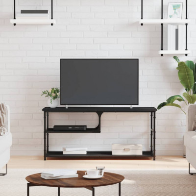 Comoda TV, negru, 103x38x46,5 cm, lemn prelucrat si otel foto