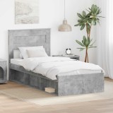 vidaXL Cadru de pat Gri Concret 75 x 190 cm Lemn de pin masiv 3409818