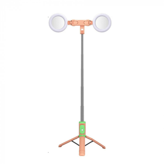 Selfie stick ZP011, trepied, 2 inele luminoase, Bluetooth