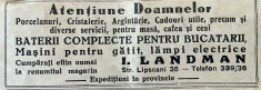 1931 Reclamă rom&acirc;nească Magazin I. LANDMAN Str. Lipscani Nr.35 Bucuresti interbelic argintarie portelanuri cristalerie servicii cafea si ceai lampi