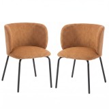 HOMCOM Set de 2 Scaune de Sufragerie Tapițate &icirc;n Chenille, Spătar &Icirc;nconjurător, Sarcină 120 kg, 57 x 58 x 77 cm, Portocaliu | Aosom Romania