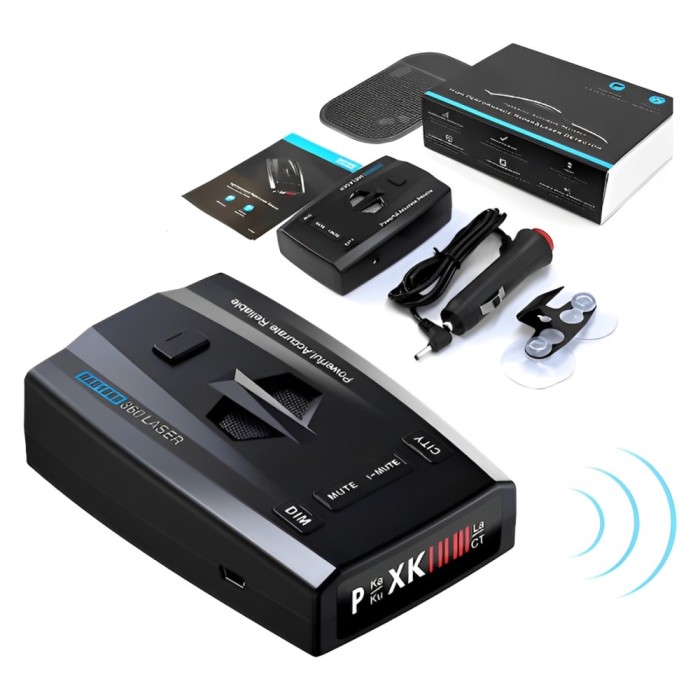 Detector Radar Auto 360 Grade | Receptie Full Band X K Ka Ku CT | Avertizare Viteza 300-1000m | 4 Moduri | Accesorii Incluse | Negru