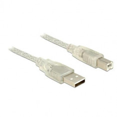 Cablu de date cu mijloc de ferita Lanberg, USB 2.0 A tata / USB 2.0 B tata, 5 m, Transparent