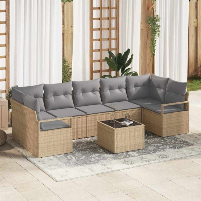 vidaXL Set de canapele pentru grădină 8 pcs Bej și gri 55 x 55 x 37 cm 3346300