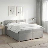 Cumpara ieftin Pat boxspring cu saltea Gri deschis 200 x 200 cm Tesatura