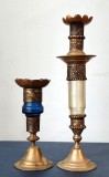 Doua sfesnice vintage din alama si sticla - Maroc