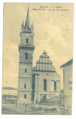 3155 - BISTRITA, Church, Romania - old postcard, CENSOR - used - 1917 foto