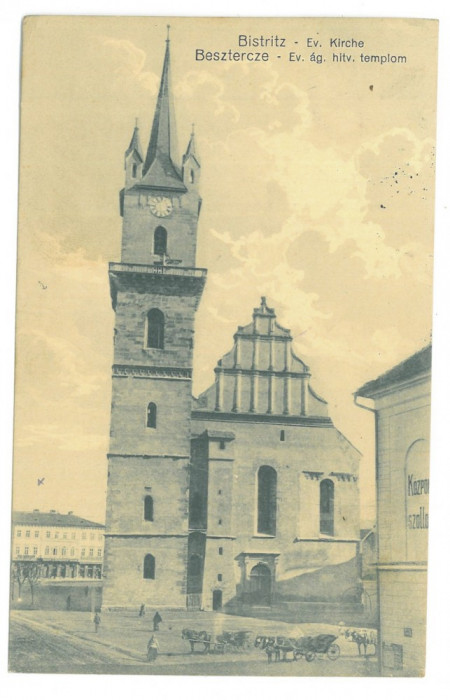 3155 - BISTRITA, Church, Romania - old postcard, CENSOR - used - 1917