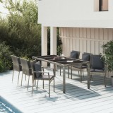 VidaXL Set mobilier de grădină cu perne, 7 piese, gri, poliratan
