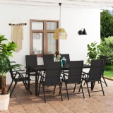 vidaXL Set mobilier de grădină, 9 piese, negru