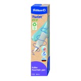 Stilou twist din material reciclat, albastru deschis, penita m, cutie carton