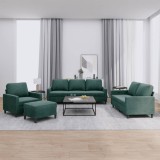 vidaXL Set de canapele cu perne, 4 piese, verde &icirc;nchis, catifea