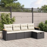 Gossi set mobilier de gradina cu perne, 5 piese, negru, poliratan