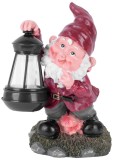 Figurina decorativa solara pitic cu lanterna LED, ceramica, 17x16x27 cm