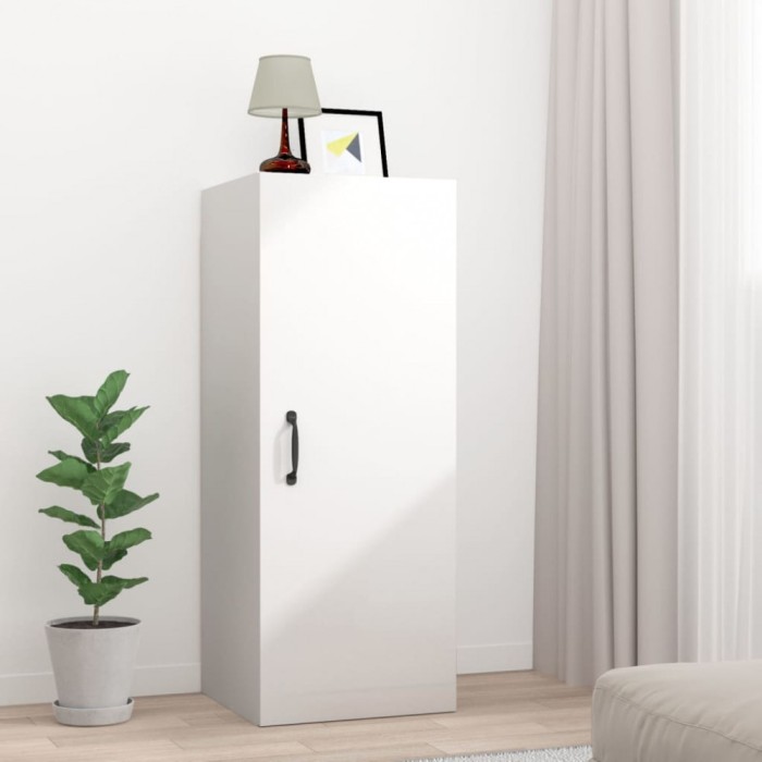 vidaXL Dulap perete suspendat alb lucios 34,5x34x90cm lemn prelucrat 812444