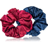 BrushArt Hair Large satin scrunchie set Elastice pentru par Red &amp; Blue