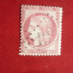 Timbru 80C 1872 rosu Ceres Franta ,dantelat ,stampilat
