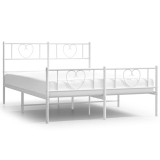 Cumpara ieftin Cadru de pat metalic cu tablie de cap/picioare, alb, 140x190 cm