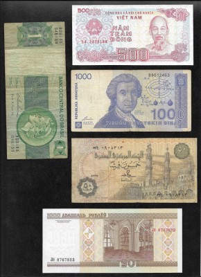 Set 5 bancnote de prin lume adunate (cele din imagini) #276 foto