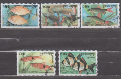A12 S5 3 - Timbre foarte vechi - Cambogia - pesti exotici foto