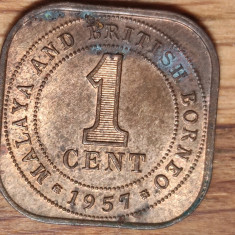 Malaya & british Borneo -moneda de colectie -1 cent 1957 - Elisabeta - superba!