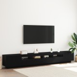 VidaXL Cabinet TV cu LED-uri Stejar Negru 260x35x40 cm Lemn prelucrat
