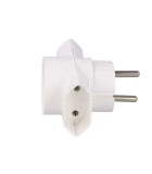 Conector AC supply splitter Layout 2P Type round flat white, TIMEX ELEKTRO