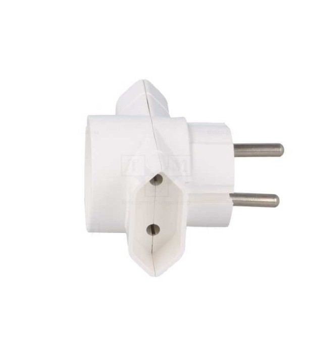 Conector AC supply splitter Layout 2P Type round flat white