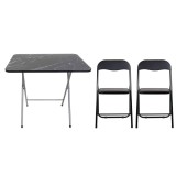 Masa plianta cu blat MDF 60x80x70cm negru + 2 scaune bucatarie pliabile