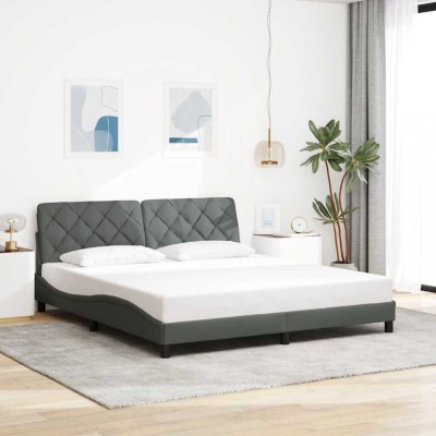 vidaXL Cadru de pat fără saltea, gri &amp;icirc;nchis, 180x200 cm, textil 3310616 foto