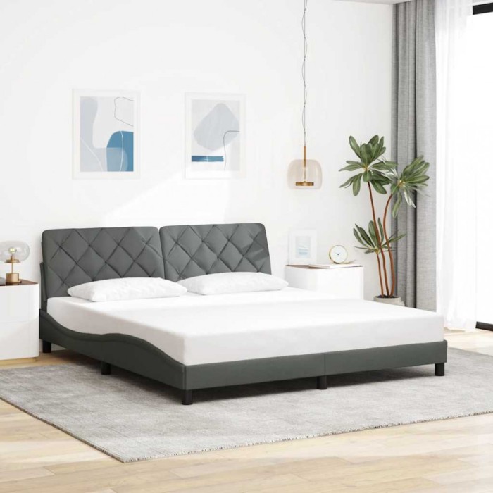 vidaXL Cadru de pat fără saltea, gri &icirc;nchis, 180x200 cm, textil 3310616