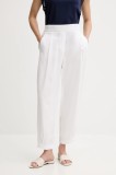 United Colors of Benetton pantaloni culoarea alb, lat, high waist, 4T91DF08L