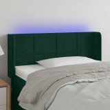vidaXL Tăblie de pat cu LED, verde &icirc;nchis, 103x16x78/88 cm, catifea 3123281