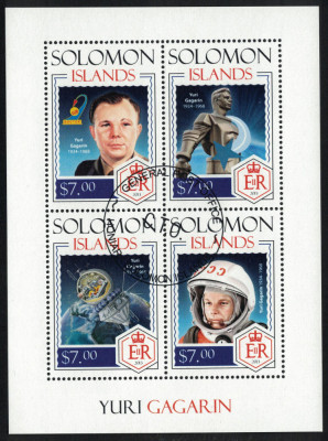 INSULELE SOLOMON 2013 - Cosmonautica, Iuri Gagarin/ set complet - colita + bloc foto