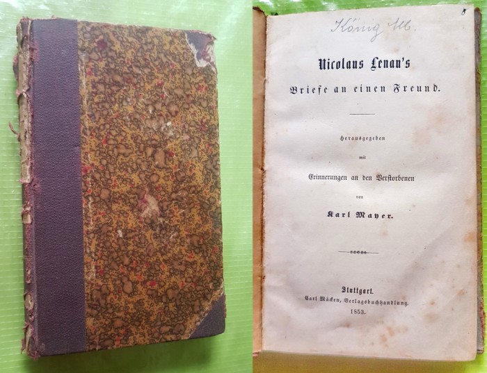 G65-I-Editie veche-Nicolaus Lenau-Scrisorile catre un prieten 1853 in germana.