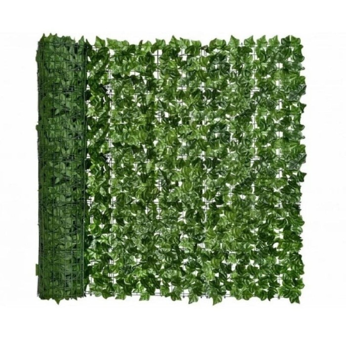 Gard artificial cu frunze Iedera SMARTIX&reg; atelier, exterior verde deschis, panou gard, artificial textil imprimat si plastic, 300x100cm