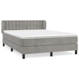 Cumpara ieftin Pat box spring cu saltea, gri deschis, 140x200 cm, catifea