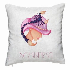 Perna Decorativa, Model Zodia Scorpion, 40x40 cm, Alb Murdar, Husa Detasabila, Burduf foto