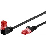 Cablu de retea cat 6 UTP cu 1 unghi 90 grade 0.25m Negru, Goobay G51513