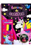 Unicorni de catifea. Carte de colorat + 3 carioci neon