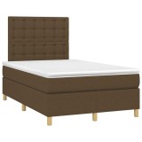 Cumpara ieftin Pat box spring cu saltea, maro inchis, 120x190 cm, textil